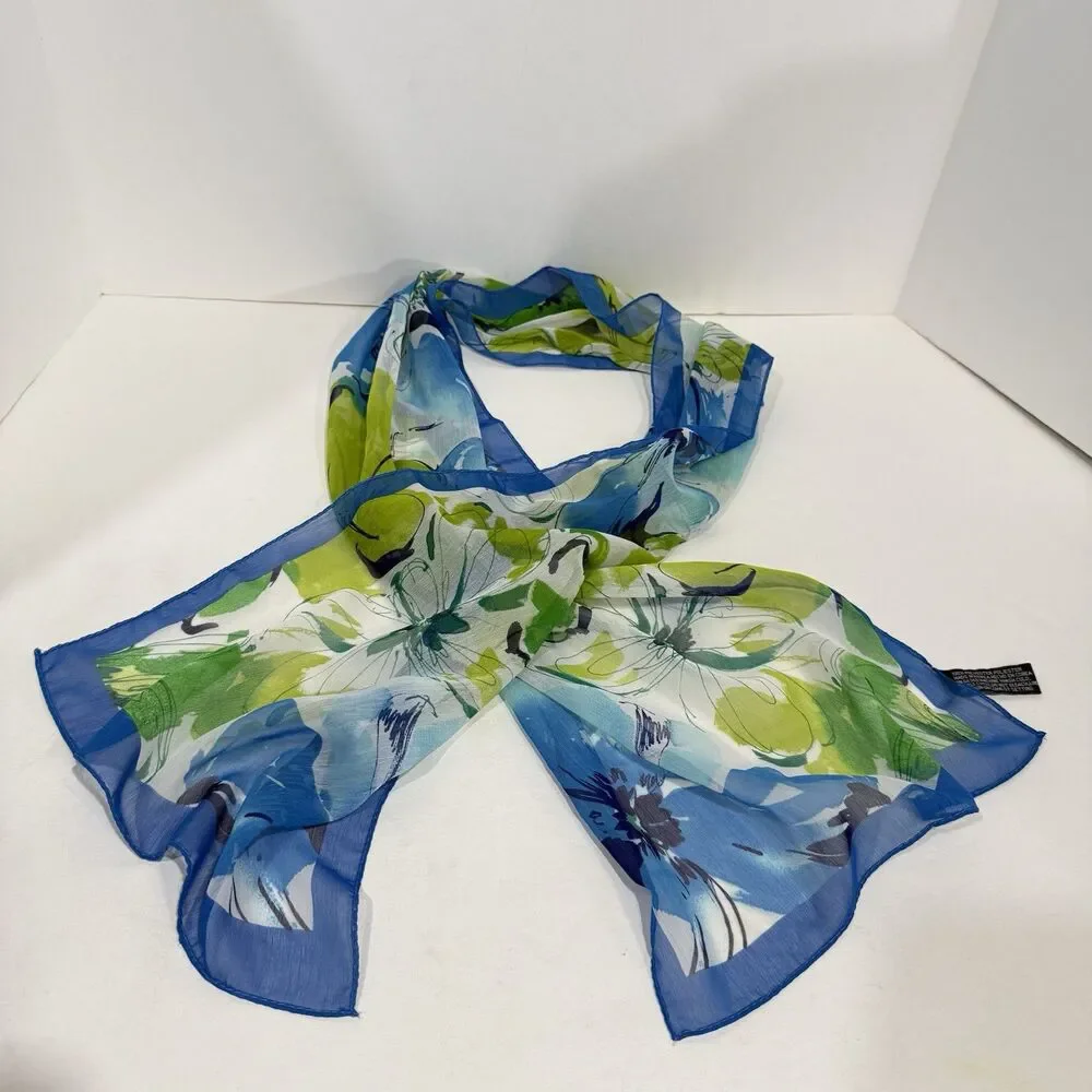 Women Vintage Floral Rectangle Scarf 56” x13”
